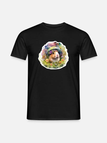 Guinea pigs in flower meadow - Men's T-Shirt - black