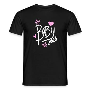 Bébé 2023 - Naissance Enceinte 2023 - Bébé Fille - T-shirt homme - noir - Devant - AI Model Male 178 light (178cm)