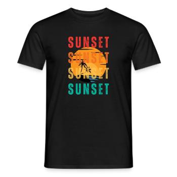 Dégradé de la palme au coucher du soleil - T-shirt homme - noir - Devant - AI Model Male 178 light (178cm)