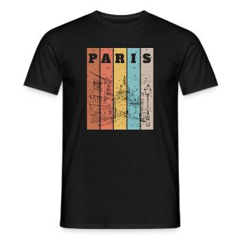 Croquis de la ligne d’horizon des Rayures de Paris - T-shirt homme - noir - Devant - AI Model Male 178 light (178cm)