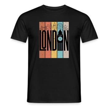 London Skyline Stripes Graphic - Men's T-Shirt - black - Front - AI Model Male 178 light (178cm)