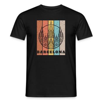 Barcelona Gothic Skyline Farbblock-Poster - Männer T-Shirt - Schwarz - Vorne - AI Model Male 178 light (178cm)