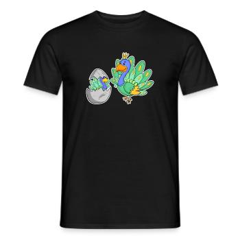 Famille Paon - Paon avec bébé - Motif Paon - T-shirt homme - noir - Devant - AI Model Male 178 light (178cm)