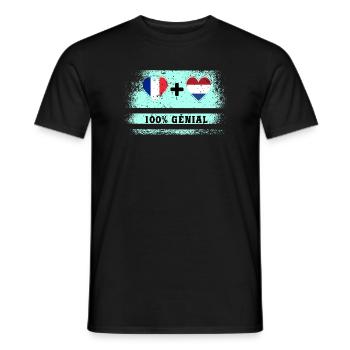 Drapeau France et Pays-Bas 100% génial - T-shirt homme - noir - Devant - AI Model Male 178 light (178cm)