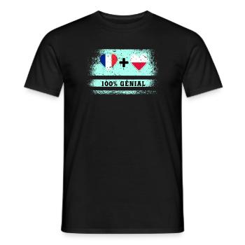 Drapeau France et Pologne 100% génial - T-shirt homme - noir - Devant - AI Model Male 178 light (178cm)