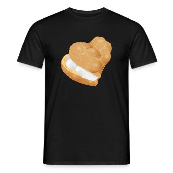 Crème fourrée crème puff coeur - T-shirt homme - noir - Devant - AI Model Male 178 light (178cm)