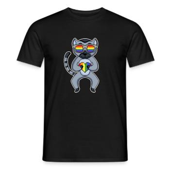 Arc-en-ciel - Lémurien avec lunettes et cœur - T-shirt homme - noir - Devant - AI Model Male 178 light (178cm)