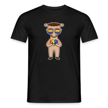 Arc-en-ciel - chameau avec lunettes et cœur - T-shirt homme - noir - Devant - AI Model Male 178 light (178cm)