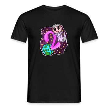 2nd Birthday - 2 Years Astronaut Girl Gift - Men's T-Shirt - black - Front - AI Model Male 178 light (178cm)