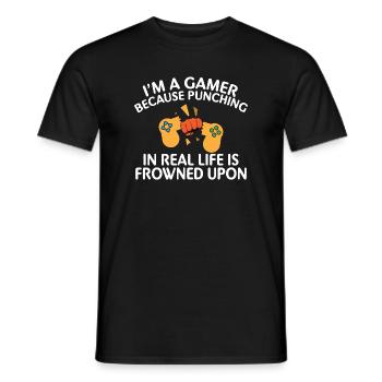 Gamer-Pointe: Das echte Leben wurde missbilligt - Männer T-Shirt - Schwarz - Vorne - AI Model Male 178 light (178cm)