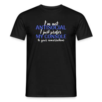 Console Lover Not Antisocial - Men's T-Shirt - black - Front - AI Model Male 178 light (178cm)