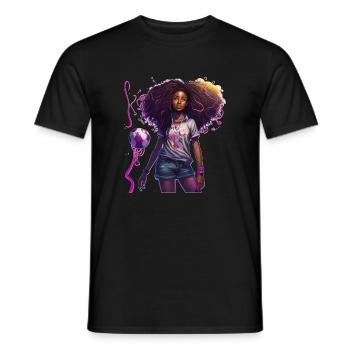 Footballeur de style afro vif - T-shirt homme - noir - Devant - AI Model Male 178 light (178cm)