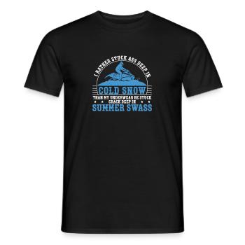 I Rather Stuck Deep In Cold Snow Funny Snowmobile - Men's T-Shirt - black - Front - AI Model Male 178 light (178cm)