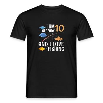 I Am Already 10 And I Love Fishing 10 Year Old - Men's T-Shirt - black - Front - AI Model Male 178 light (178cm)