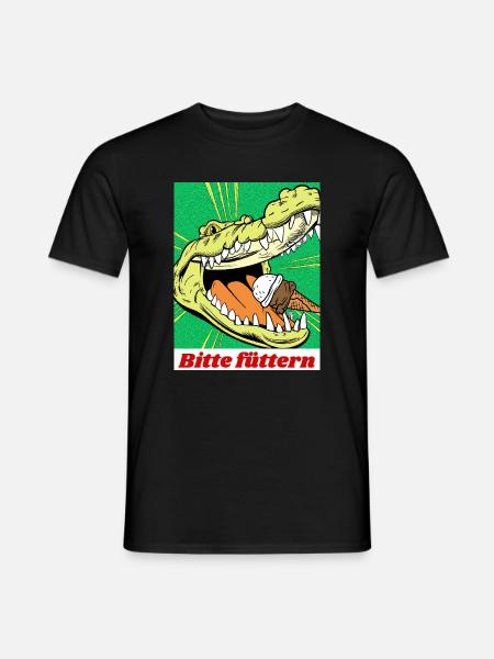 Alligator Eis füttern Lustiges Motiv Comic Stil - Männer T-Shirt - Schwarz