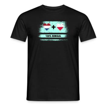 Pologne et Pays-Bas Drapeau 100% Genius - T-shirt homme - noir - Devant - AI Model Male 178 light (178cm)