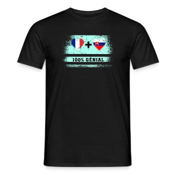 France et Slovaquie Drapeau 100% génial - T-shirt homme - noir - Devant - AI Model Male 178 light (178cm)