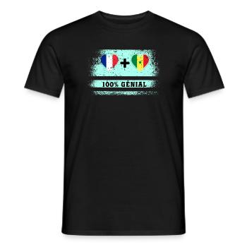 Drapeau France et Sénégal 100% génial - T-shirt homme - noir - Devant - AI Model Male 178 light (178cm)