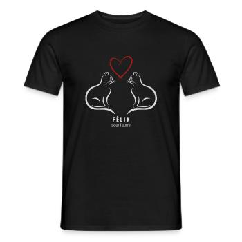 Félin pour l autre Blanc - T-shirt homme - noir - Devant - AI Model Male 178 light (178cm)