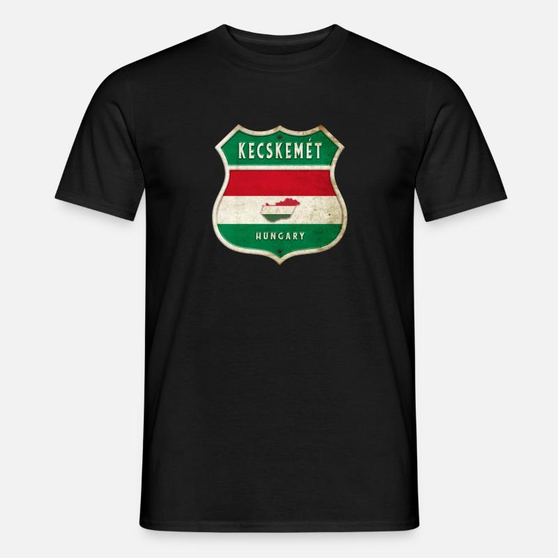 Kecskemét Ungarn Wappen Flaggen Design - Männer T-Shirt - Schwarz