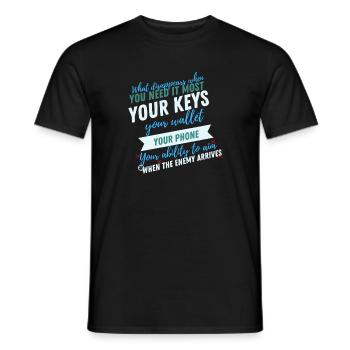 Schlüssel Wallet Handy Zitat Tee Art - Männer T-Shirt - Schwarz - Vorne - AI Model Male 178 light (178cm)