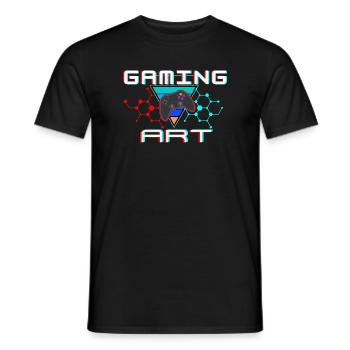 Neon Gaming Art: Controller & Hex Grid - Männer T-Shirt - Schwarz - Vorne - AI Model Male 178 light (178cm)