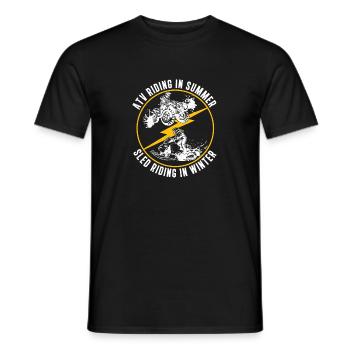 ATV Riding in Summer Sled Riding In Winter - Men's T-Shirt - black - Front - AI Model Male 178 light (178cm)