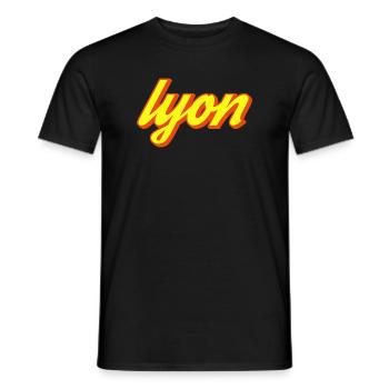 Lyon Retro Schriftzug Gelb - Männer T-Shirt - Schwarz - Vorne - AI Model Male 178 light (178cm)