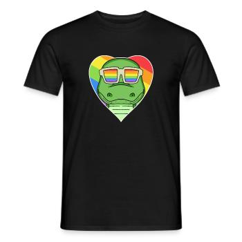 Rainbow - Crocodile with glasses - Men's T-Shirt - black - Front - AI Model Male 178 light (178cm)