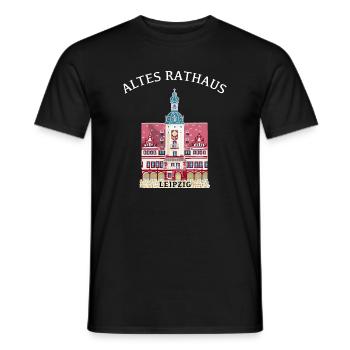 Leipzig, hôtel de ville historique emblématique, Saxe - T-shirt homme - noir - Devant - AI Model Male 178 light (178cm)