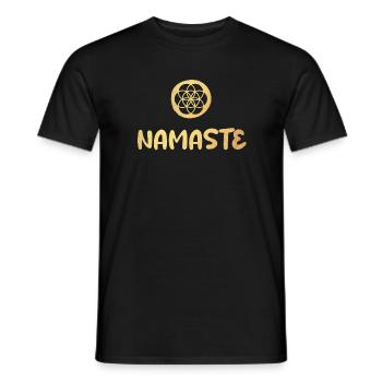 Namaste Flower of Life Gold Yoga Luxus Meditation - Männer T-Shirt - Schwarz - Vorne - AI Model Male 178 light (178cm)