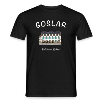 Goslar, iconic historic town hall, - Men's T-Shirt - black - Front - AI Model Male 178 light (178cm)