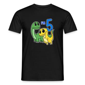 5 years old - 5th birthday with animal motif - Dino - Men's T-Shirt - black - Front - AI Model Male 178 light (178cm)