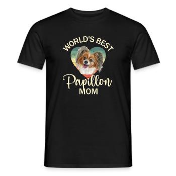 Dog Papillon Dwarf Spaniel - Men's T-Shirt - black - Front - AI Model Male 178 light (178cm)