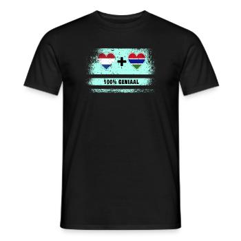 Gambia and The Netherlands 100% Genius flag - Men's T-Shirt - black - Front - AI Model Male 178 light (178cm)