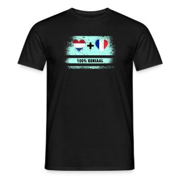 Drapeau 100% Genius de la France et des Pays-Bas - T-shirt homme - noir - Devant - AI Model Male 178 light (178cm)