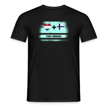 Drapeau 100% Genius de la Finlande et des Pays-Bas - T-shirt homme - noir - Devant - AI Model Male 178 light (178cm)