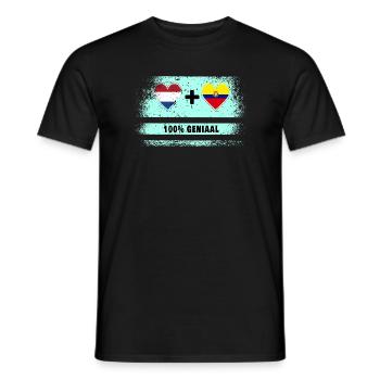 Drapeau 100% Genius de l’Equateur et des Pays-Bas - T-shirt homme - noir - Devant - AI Model Male 178 light (178cm)