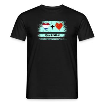 Drapeau 100% Genius de la Chine et des Pays-Bas - T-shirt homme - noir - Devant - AI Model Male 178 light (178cm)