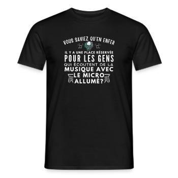 Le Micro Allumé: Musique et Menace - Men's T-Shirt - black - Front - AI Model Male 178 light (178cm)