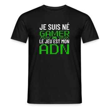 Je Suis Né Gamer ADN Pixel - Men's T-Shirt - black - Front - AI Model Male 178 light (178cm)