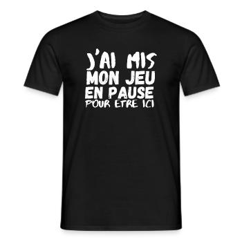 Pause for Here French Text Tee - Men's T-Shirt - black - Front - AI Model Male 178 light (178cm)