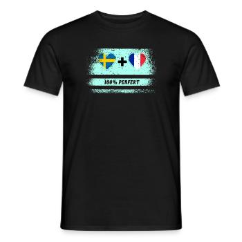 France et Suède 100% Parfait / Cadeau - T-shirt homme - noir - Devant - AI Model Male 178 light (178cm)