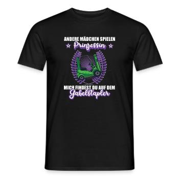 Gabelstapler Logistik Lageristin Beruf Staplerfahr - Männer T-Shirt - Schwarz - Vorne - AI Model Male 178 light (178cm)