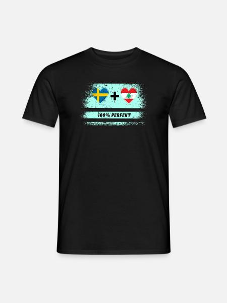 Libanon und Schweden 100% perfekt / Geschenk - Männer T-Shirt - Schwarz