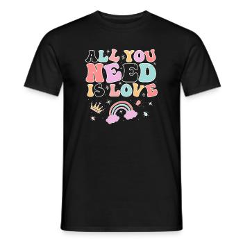 Tout ce dont tu as besoin, c’est d’amour arc-en-ciel - T-shirt homme - noir - Devant - AI Model Male 178 light (178cm)
