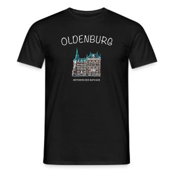 Oldenburg, Historic Town Hall, Lower Saxony - Men's T-Shirt - black - Front - AI Model Male 178 light (178cm)