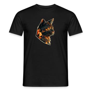 Chat stylisé, Géométrique - T-shirt homme - noir - Devant - AI Model Male 178 light (178cm)