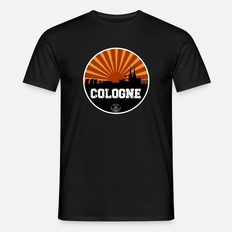Cologne Retro Skyline - Männer T-Shirt - Schwarz