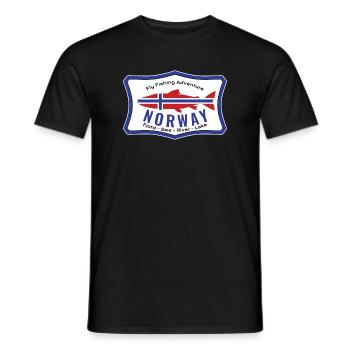 Norway Fly Fishing Adventure Salmon Fishing, Fly - Men's T-Shirt - black - Front - AI Model Male 178 light (178cm)